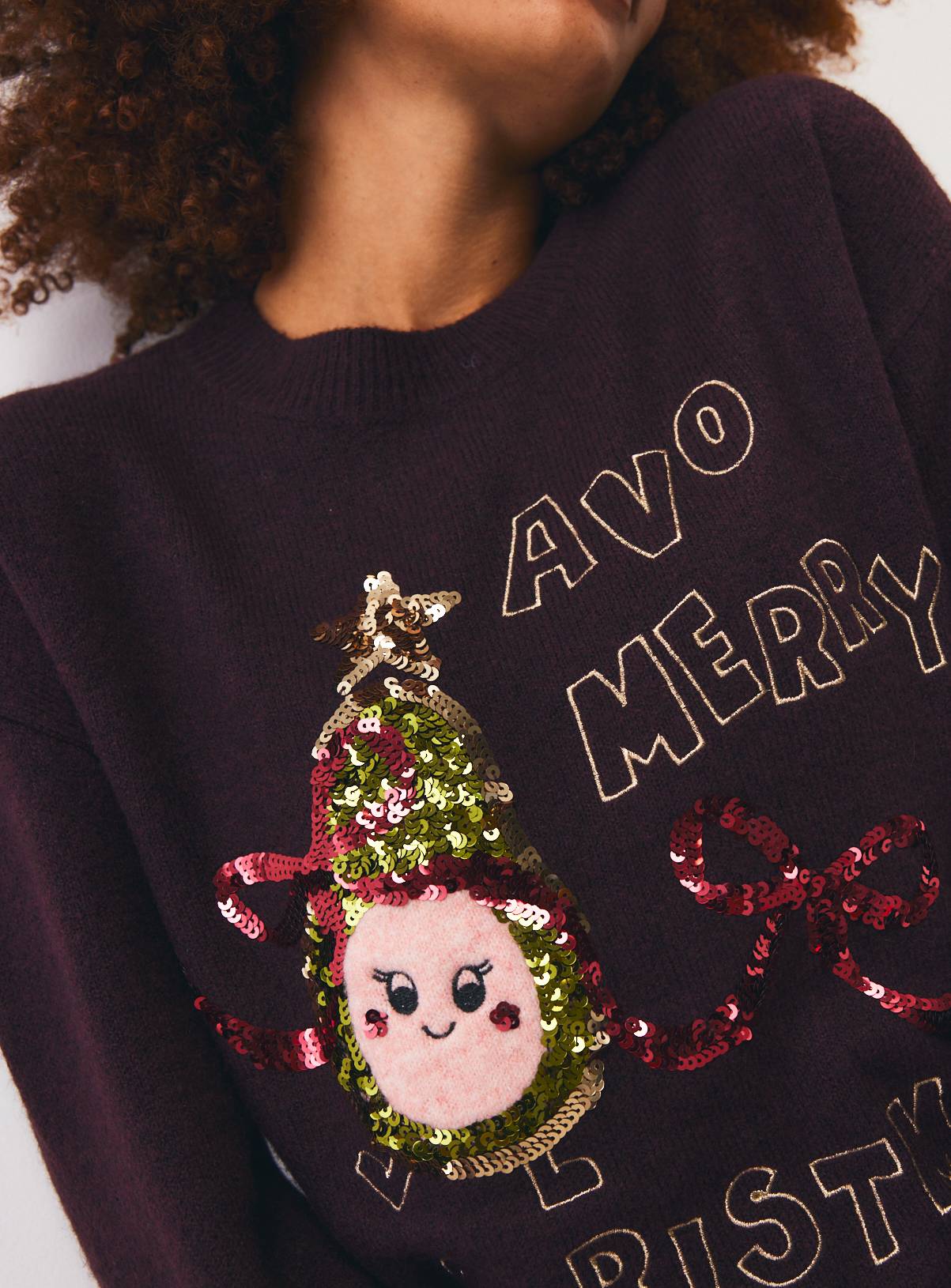 Mini Me Dark Red Merry Christmas Knitted Jumper XS - Image 3
